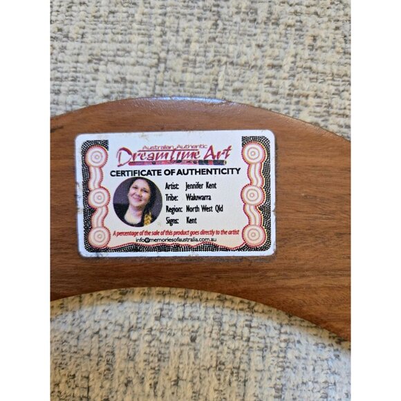 Aboriginal Art Handpainted Boomerang By Jennifer Kent Authentic Australian - Picture 4 of 6